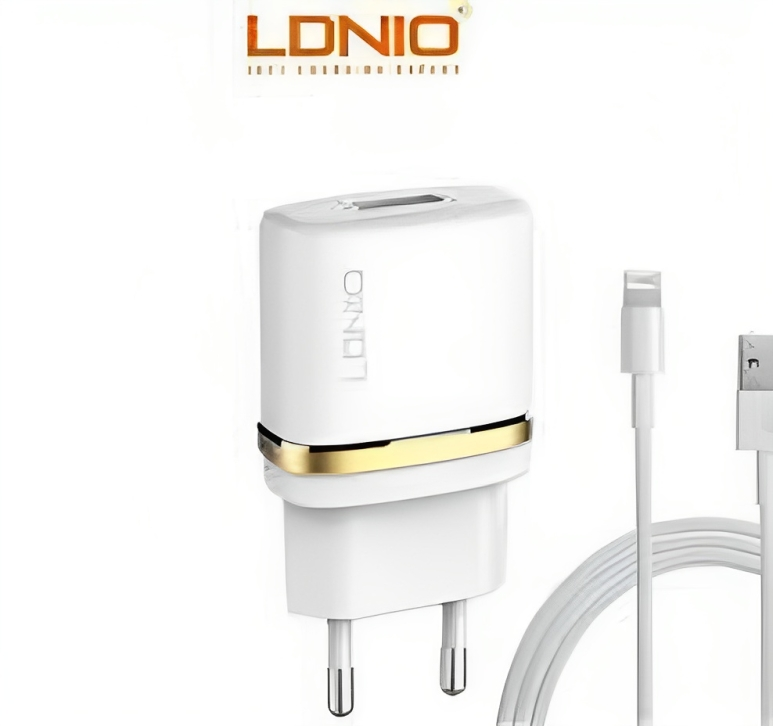 DL-AC50 High Quality EU Plug AC Adapter With USB Slot With Lightning USB Charging Cable - White