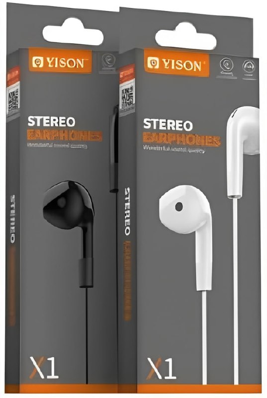 Yison x1 stereo earphone with noise isolation and microphone for 3.5mm jack - Black - white, Wired