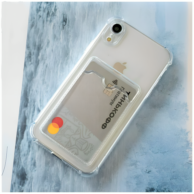 Mobilak Clear Wallet Phone Case for iPhone XR Upgrade Card Slot Case Slim Fit Protective Soft TPU Shockproof Cover with Cute Card Holder - Transparent